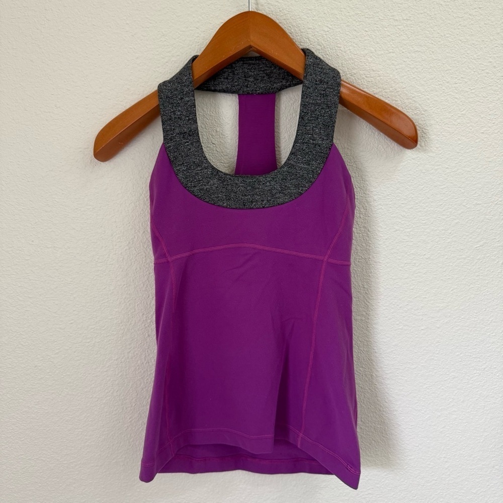 Lululemon Athletica Purple and Gray Athletic Sport Tank Top Women’s Size 4 - Picture 2 of 7